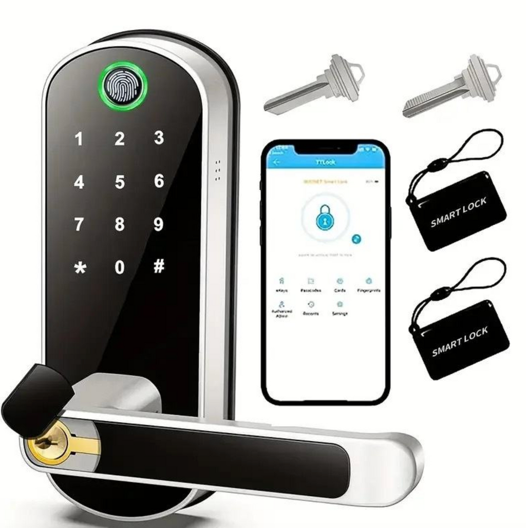SecureEntry™ Smart WiFi Door Lock – Keyless Tuya App & TTLock Fingerprint Entry System