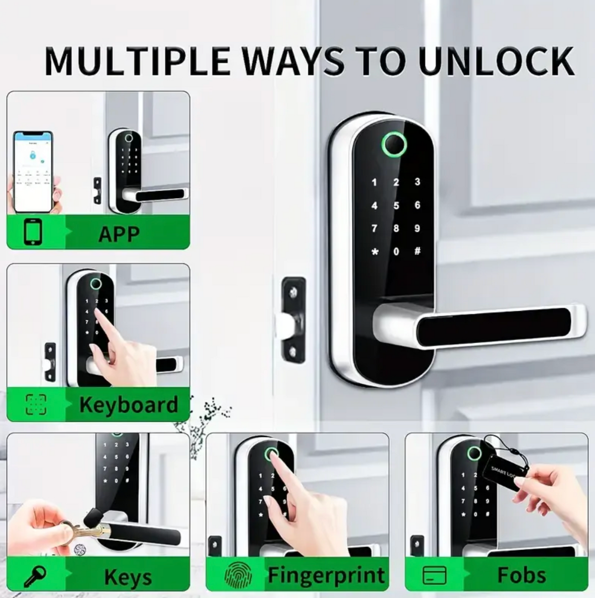 SecureEntry™ Smart WiFi Door Lock – Keyless Tuya App & TTLock Fingerprint Entry System